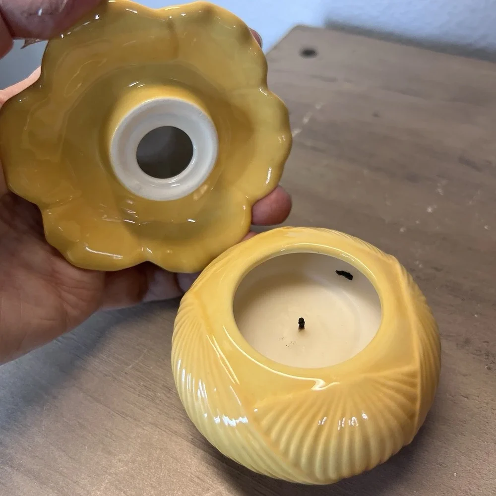 Vintage Ceramic Candle Jars Set of 3 Apple, Pumpkin Flower & Red‎ Canister READ